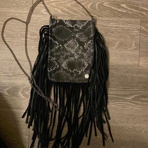 Leaker Snakeskin Print - Leatherock Fringe Crossbody